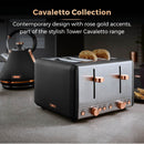 Tower Cavaletto 4 Slice Stainless Steel Toaster - Black