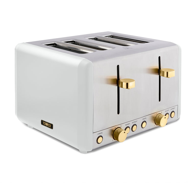 Tower Cavaletto Slice Stainless Steel Toaster White