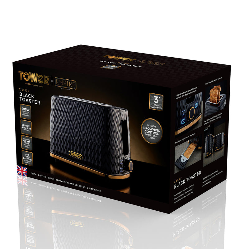 Tower Empire 2 Slice Toaster - Black