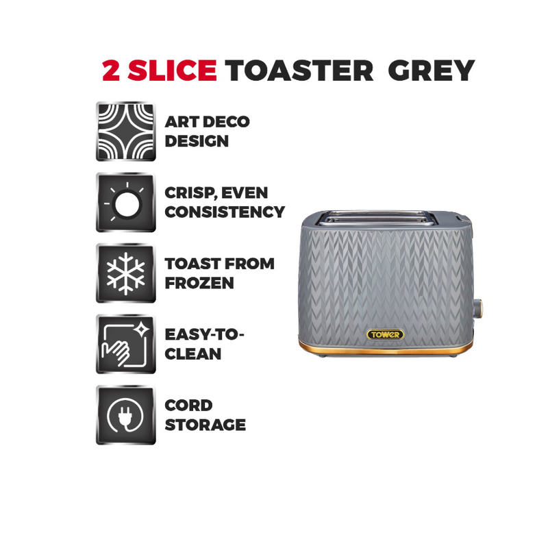 Tower Empire 2 Slice Toaster Home Kitchen Appliance 7 Heat Settings