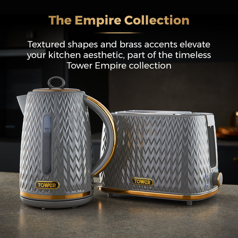 Tower Empire 2 Slice Toaster - Grey