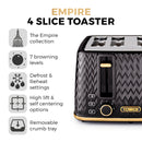 Tower Empire 4 Slice Toaster - Black