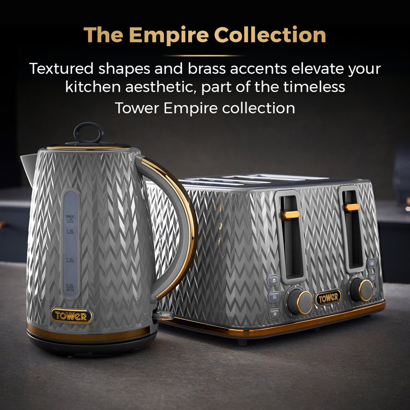 Tower Empire 4 Slice Toaster - Grey