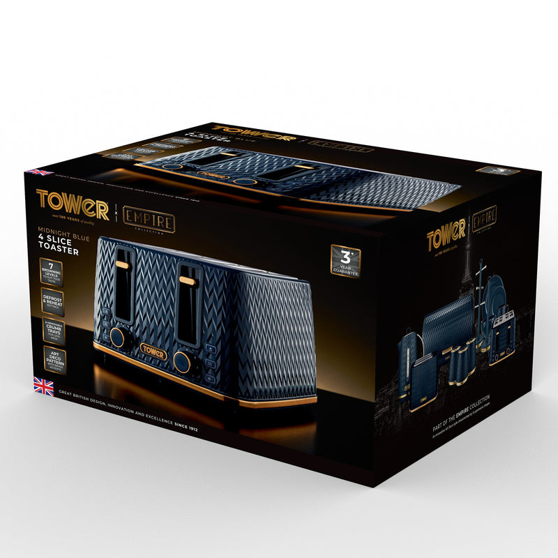 Tower Empire 4 Slice Toaster - Midnight Blue