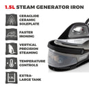 Tower 2700W Ceramic Solepate Steam Generator - Black