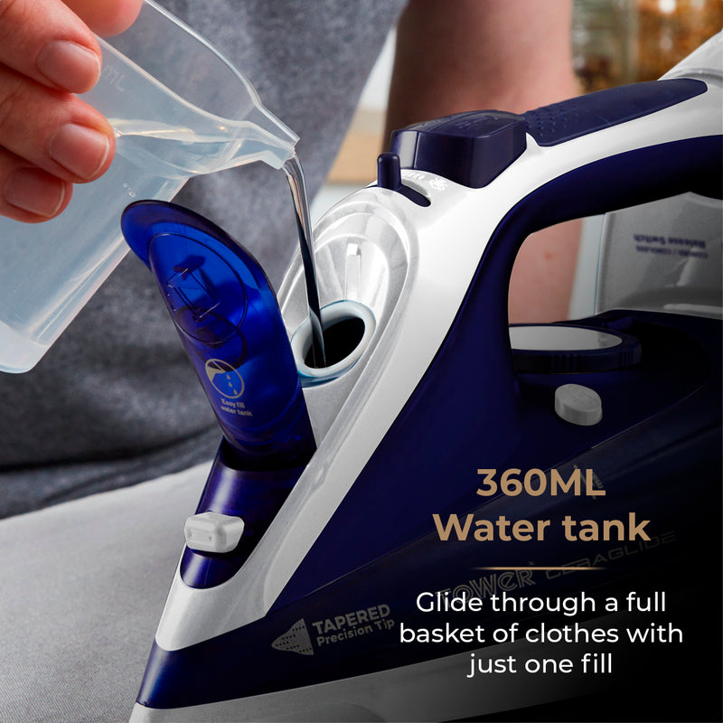 Tower CeraGlide 2400W Cord Cordless Steam Iron - Blue