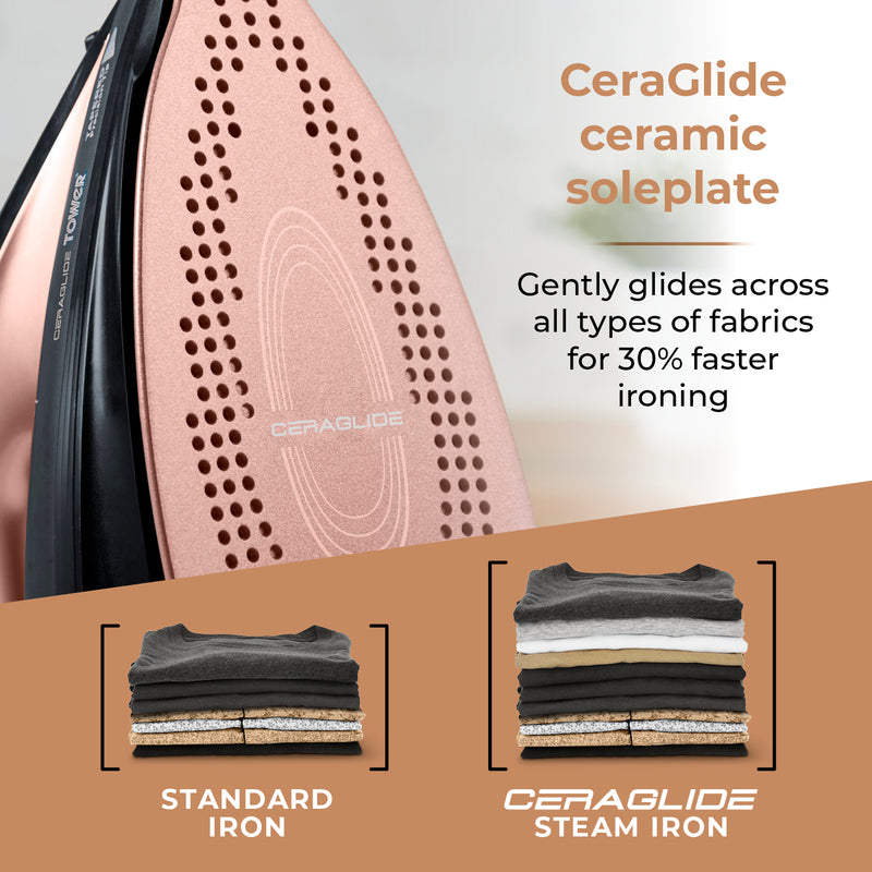 Tower Ceraglide Steam Iron CeraGlide 2400W Cord Cordless