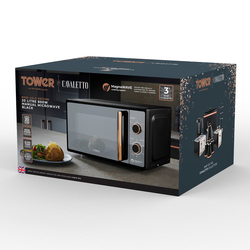 Tower Cavaletto 20L Manual Microwave - Black