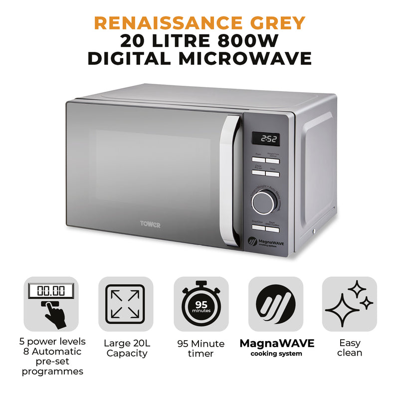 Tower Renaissance 20L Microwave Digital - Grey