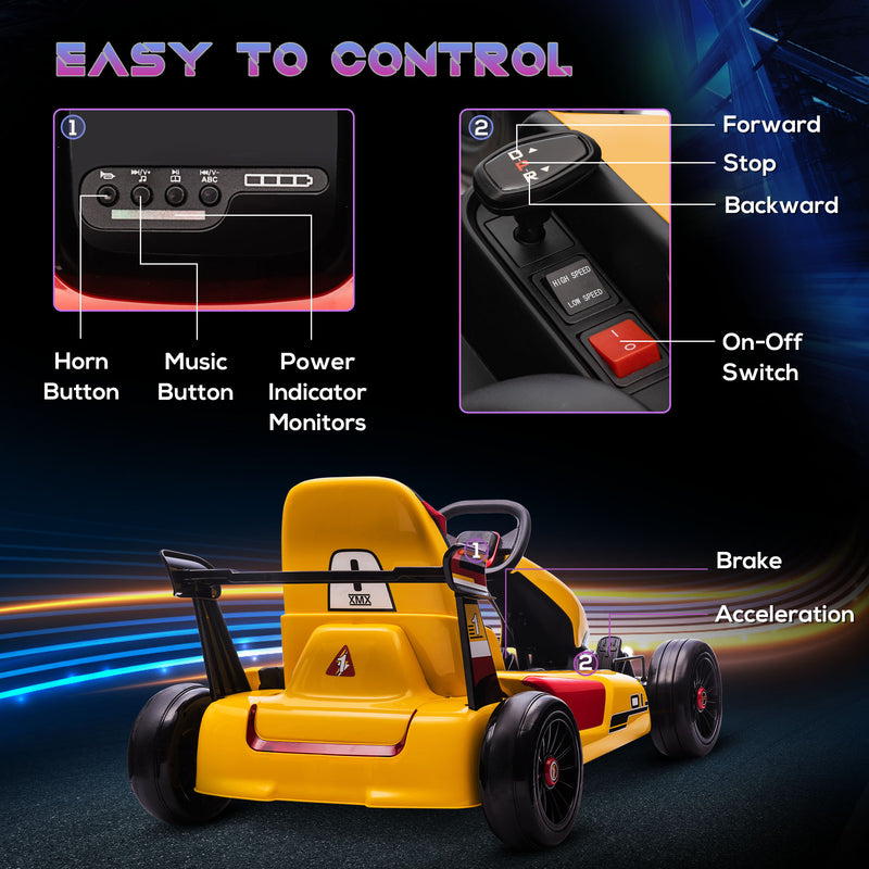 HOMCOM Kids Electric Ride On Go Cart 12v - Yellow