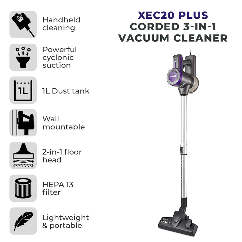 Tower XEC20 Plus 600W Corded 3-in-1 Vacuum Cleaner - Blue