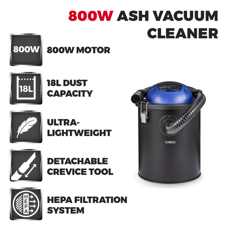 Tower TAV10 800W Ash Vacuum Cleaner Washington - Blue