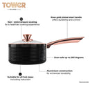 Tower Linear Rose Gold 3 Piece Saucepan Set - Black