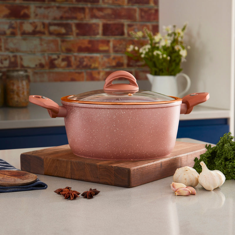 Tower Cerastone 24cm 4.2 Litre Casserole - Rose Pink