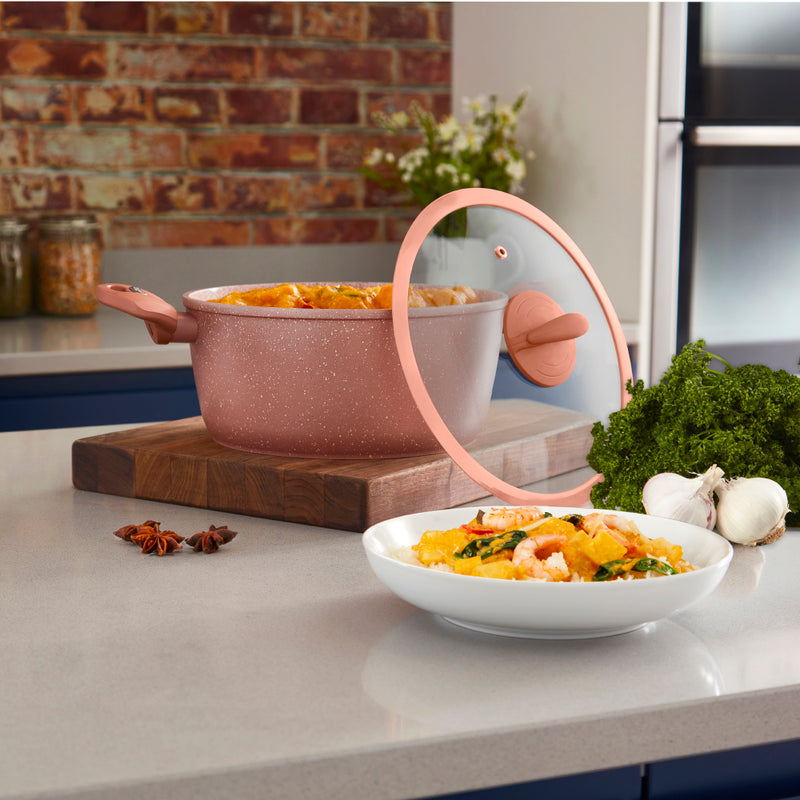 Tower Cerastone 24cm 4.2 Litre Casserole - Rose Pink