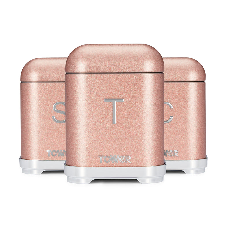 Tower Glitz Set of 3 Canisters - Blush Pink
