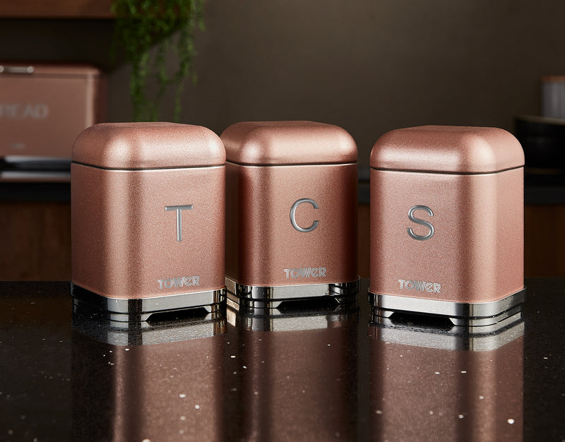 Tower Glitz Set of 3 Canisters - Blush Pink