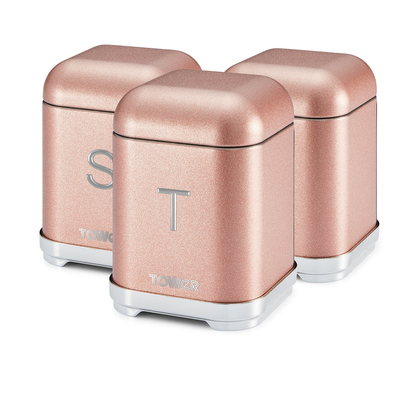 Tower Glitz Set of 3 Canisters - Blush Pink