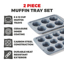 Tower Cerasure 2 Piece Muffin Tray - Grey