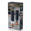 Tower Rose Gold Electric Salt And Pepper Mill -  Black