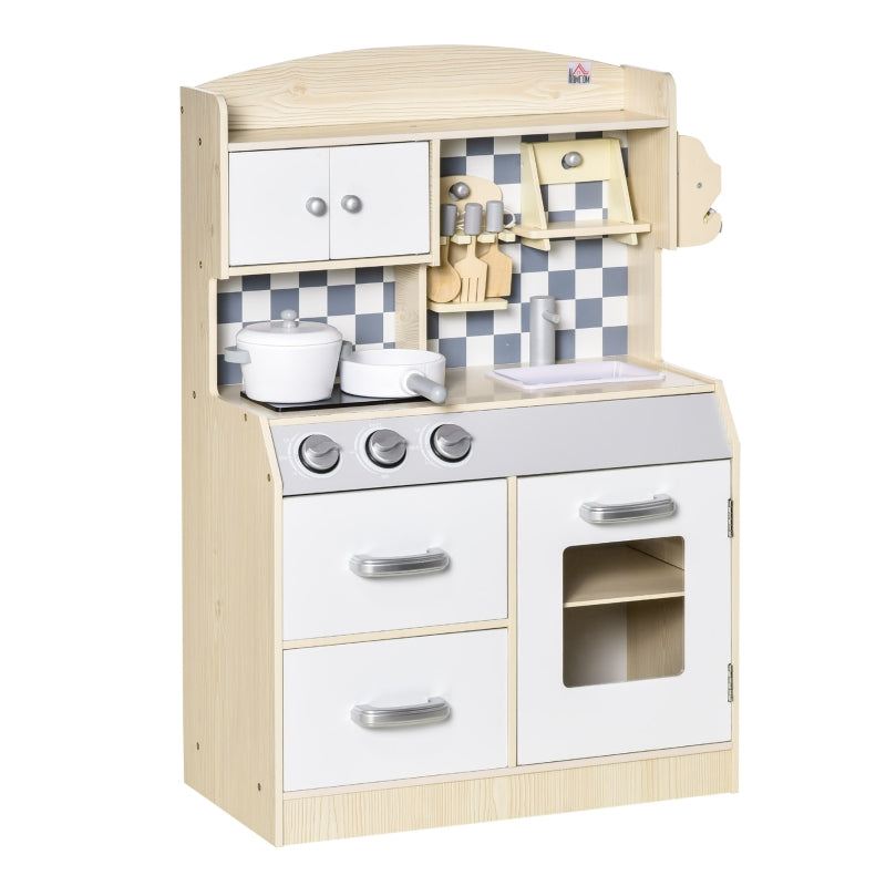 Kids Kitchen Play Cooking Toy Set w/ Sink, Cooking Bench for 3-6 Years Old