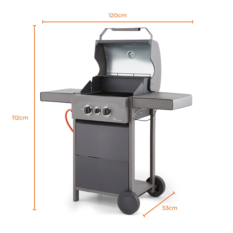 Tower Stealth 2000 Two Burner BBQ w/ Side Burner - Black