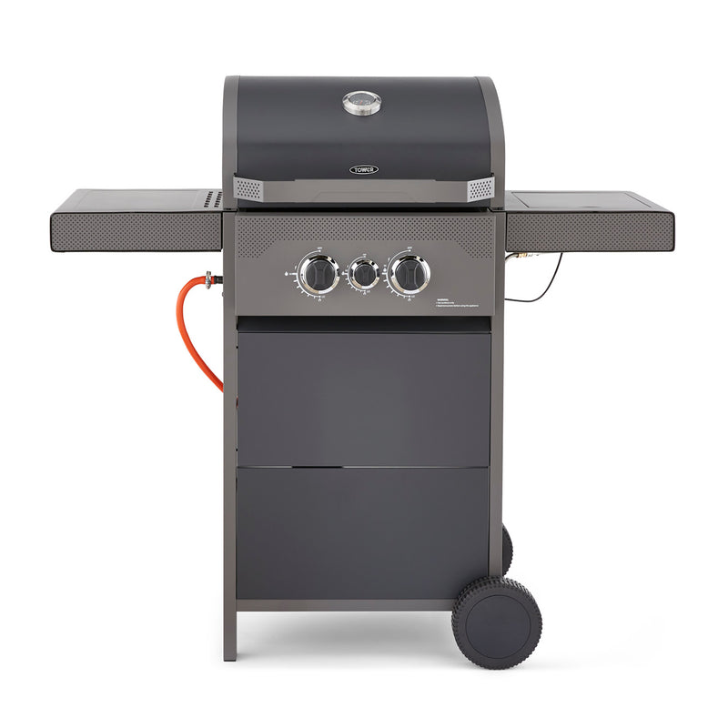 Tower Stealth 2000 Two Burner BBQ w/ Side Burner - Black