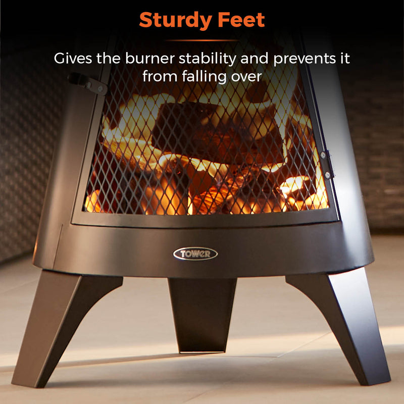 Tower Apollo Log Burner - Black