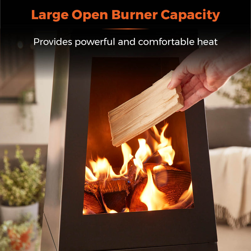 Tower Obelisk Wood Burner - Black