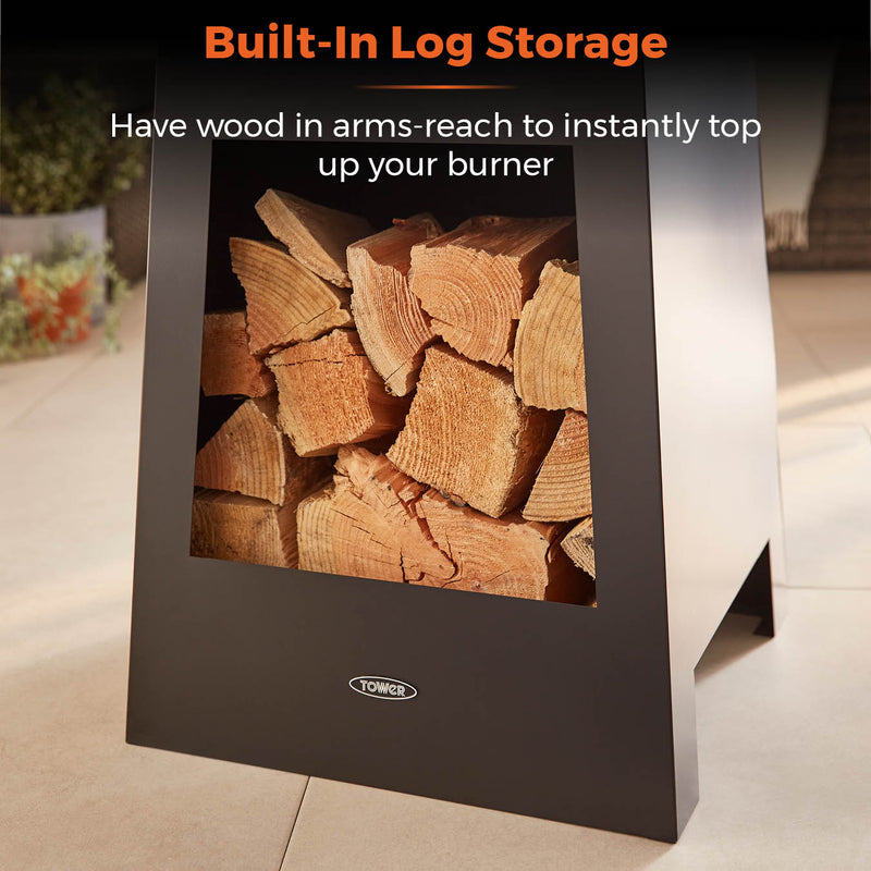 Tower Obelisk Wood Burner - Black