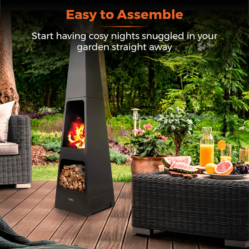 Tower Obelisk Wood Burner - Black