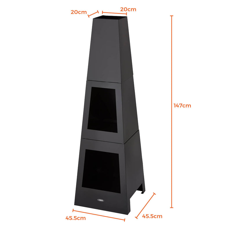 Tower Obelisk Wood Burner - Black