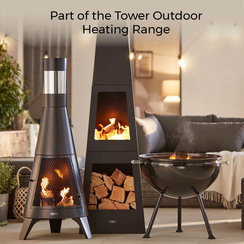 Tower Obelisk Wood Burner - Black