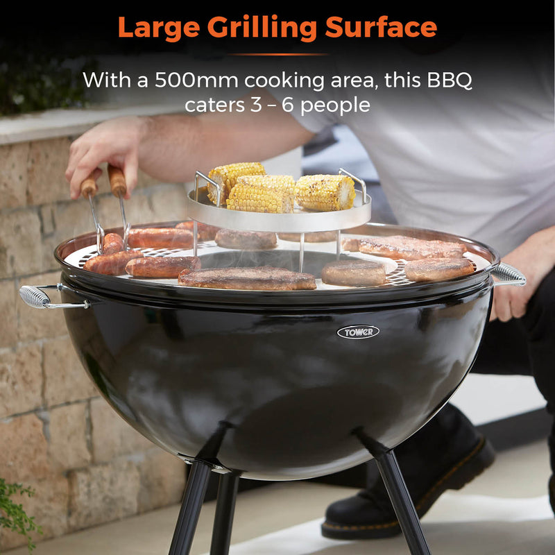 Tower Sphere BBQ Pit 'N' Grill - Black