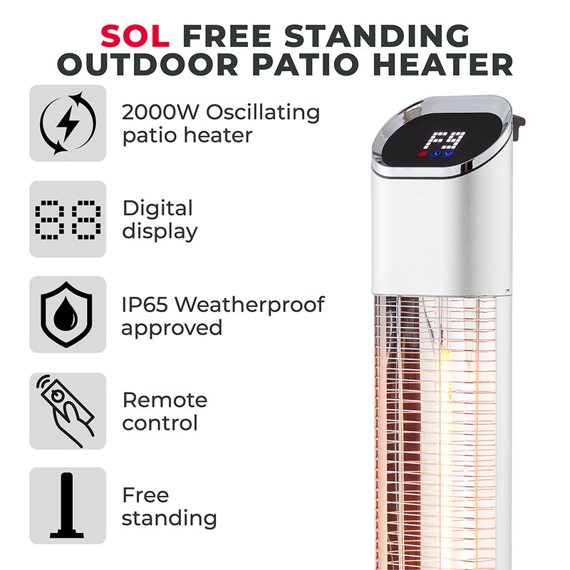 Tower SOL 2KW Free Standing Patio Heater
