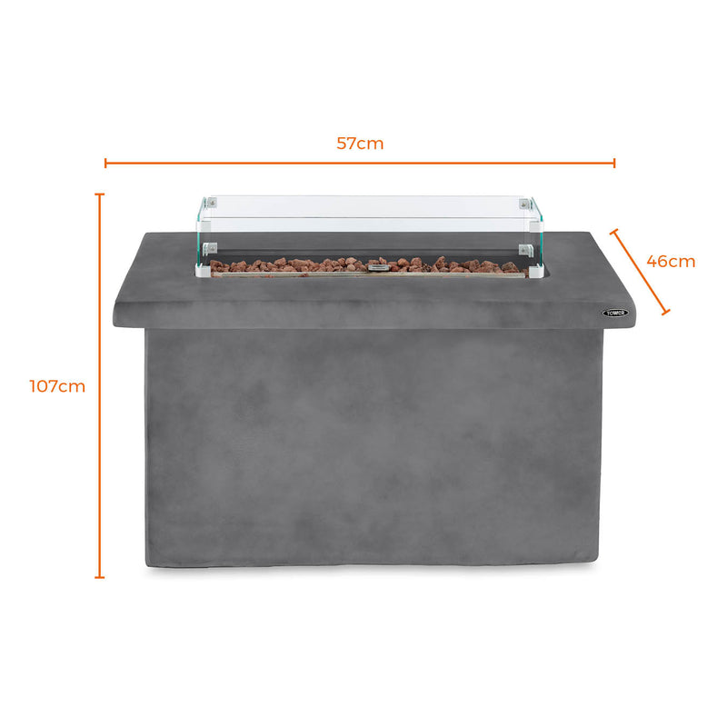 Tower Magna Rectangular Gas Fire Pit Tall - Grey