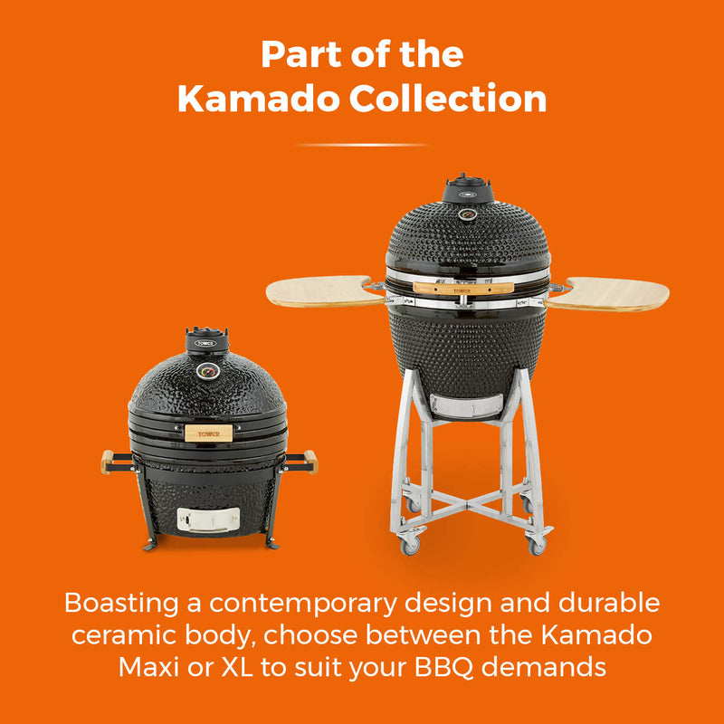 Tower Kamado Maxi Ceramic Charcoal BBQ - Black