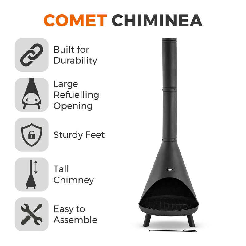 Tower Comet Chiminea Wood Burner - Black