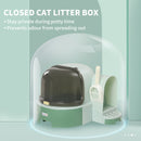 PawHut 2 In 1 Cat Litter Tray w/ Drawer Pans, Scoop, Openable Cover - Green
