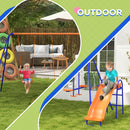 Outsunny 4 in 1 Metal Kids Swing Set with Double Swings, Glider, Slide, Ladder