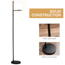 HOMCOM Modern Metal Floor Lamp with Sphere Light 159cm - Black