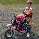 HOMCOM 24V Kids Electric Motorbike with Twist Grip Throttle, Music, Horn - Pink
