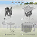 Outsunny 3x3(m) Pop Up Gazebo w/ Solar-Powered LED Lights Curtain Netting Khaki