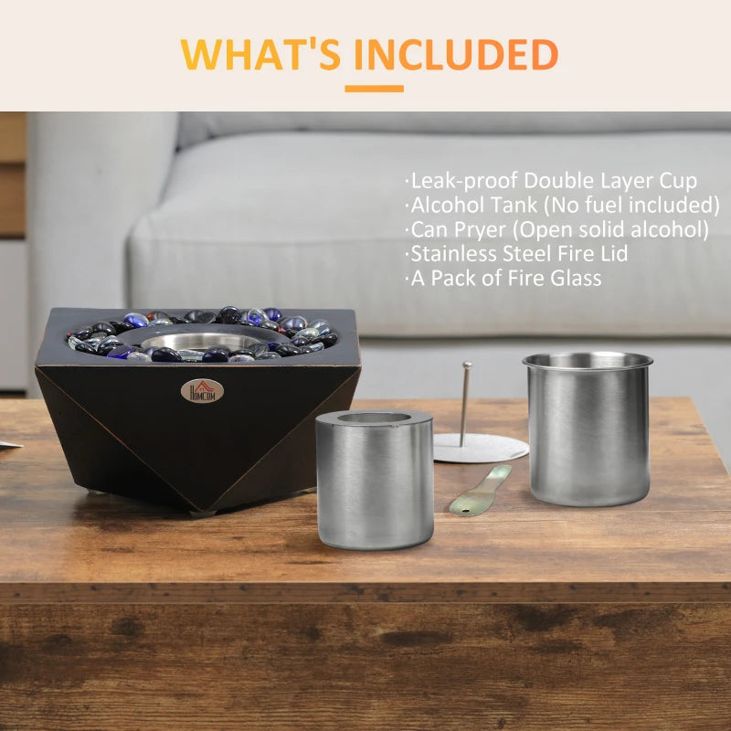 HOMCOM Portable Tabletop Bioethanol Fireplace - Black