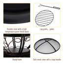Outsunny Steel Lift-Top Screen Firepit Black