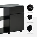 HOMCOM Printer Stand with Open Storage Shelves Black