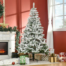 HOMCOM Christmas Tree Snow Flocked 6'