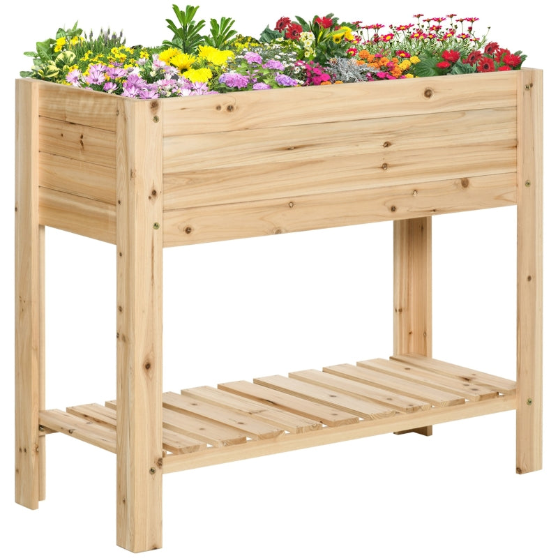 Outsunny Wooden Raised Plant Stand 100 x 40 x 84cm