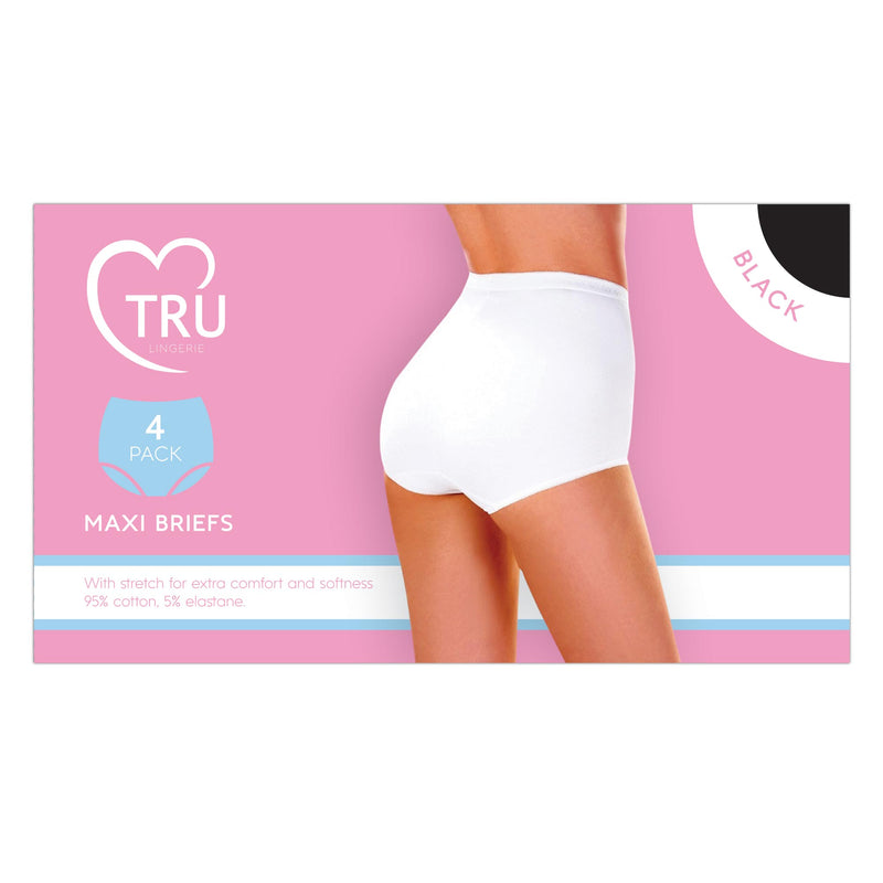 Tru Lingerie Maxi Briefs 4 Pack - Black