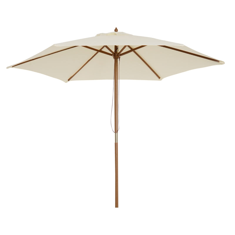 Outsunny Parasol Wooden 2.5 m - Cream